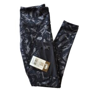 NWT Arc'teryx Rho Bottom W Black Grotto camo Thermal Leggings Pants Womens Small